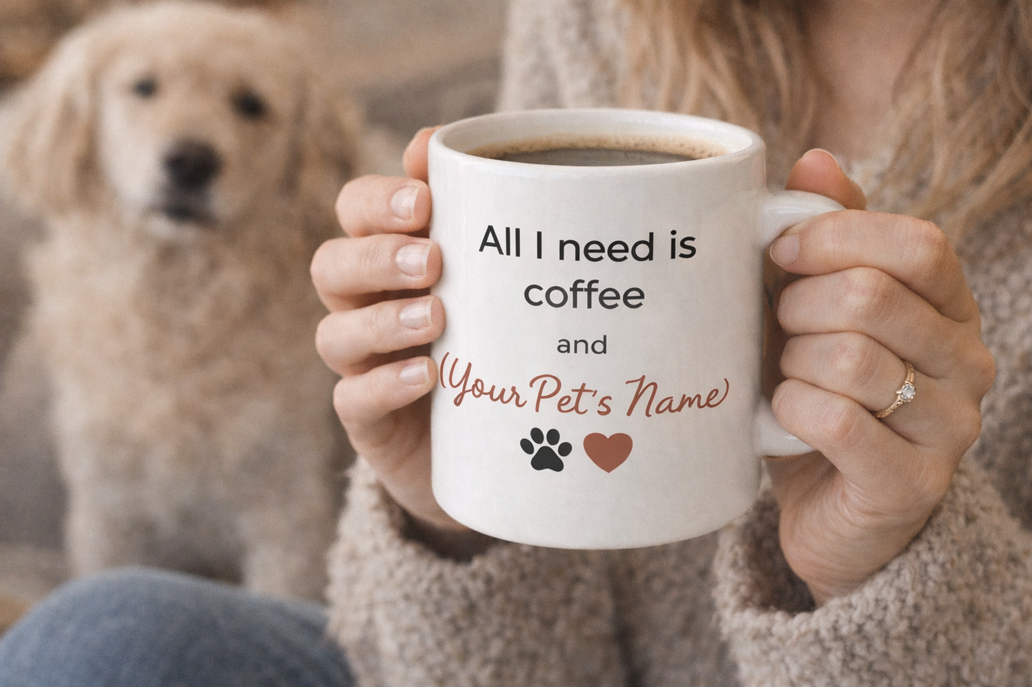 Custom Mug for Pet Lovers - All I Need is Coffee and (Your Pet's Name )